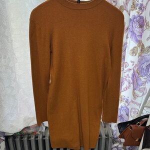 Forever 21 Women's Crew Neck Sweater Dress - Rust Brown